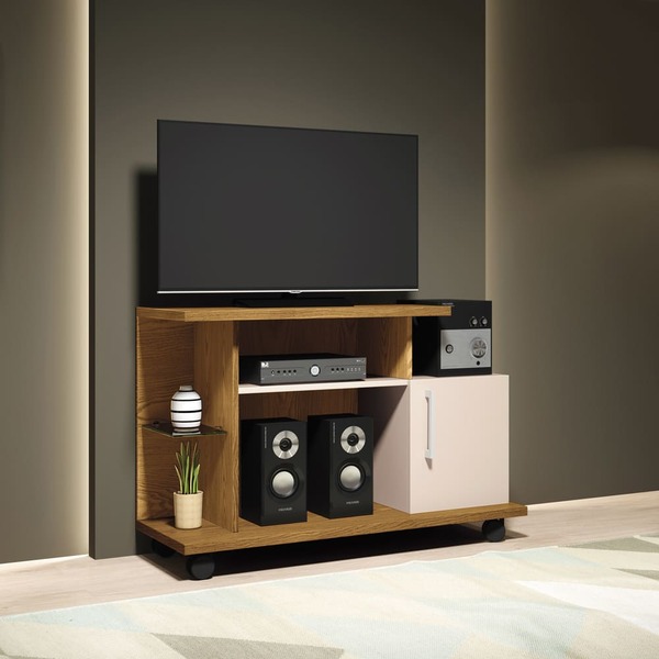 Rack Vivax Tv 26 100cm 1 Porta Carvalho Intense Off White Bnn