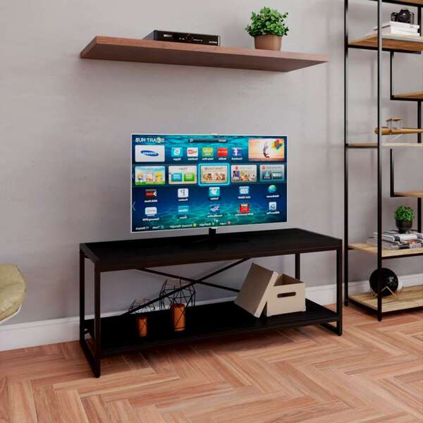 Rack Wooden Ônix E Preto 120 Cm