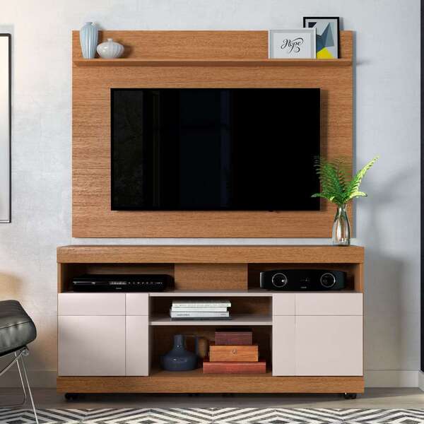 Rack Yara Com Painel Para Tv Maia Até 47 Polegadas Natura E O