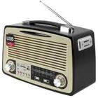 Radio Em Madeira Bluetooth Retro Mp3 Caixa De Som Usb 4 Banda