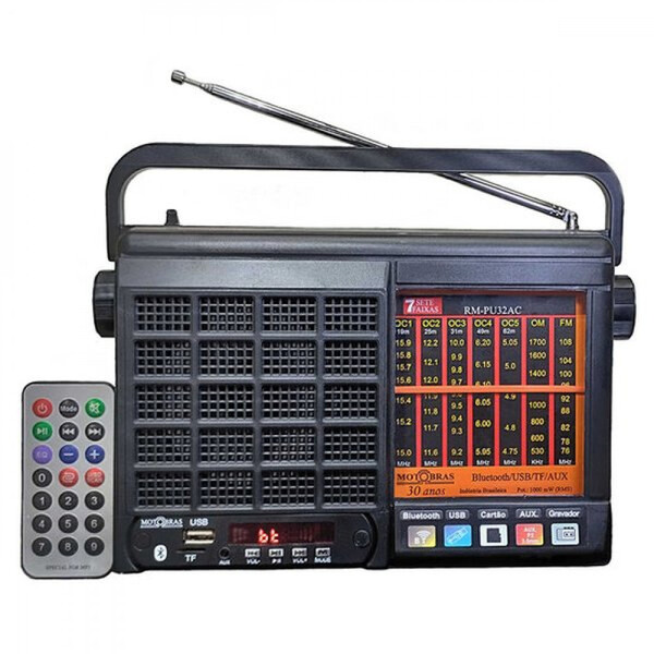 Rádio Portátil Motobras Am/fm/oc 1000mw Rms Bluetooth Rm-pu32