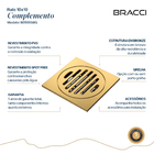 Ralo 10x10 Dourado Escovado