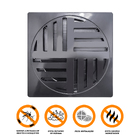 Ralo Anti-inseto Quadrado 10x10cm + Porta Grelha Preto ABS