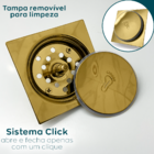 Ralo Click 10x10 Dourado Inox E Valvula Dourada Ralo De Pia 1