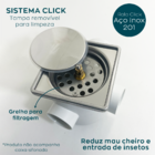 Ralo Click E Porta Grelha 10x10 Inox Kit Banheiro Caixilho Qu