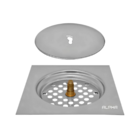 Ralo Click Inteligente P/ Banheiro Quadrado 15 Cm Inox Cromo