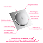 Ralo Click Mágico Inteligente Quadrado 15X15 Cromado Banheiro