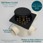 Ralo Click Preto Inox 15x15 E Porta Grelha De Plástico Quadra