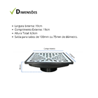 Ralo Côncavo 19x19cm Anti Insetos Em Alumínio Com Caixa Colet