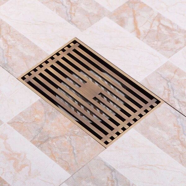 Ralo De Chão Vintage Retrô 100% Metal 20x10cm Bronze Antigo