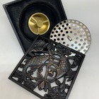 Ralo de chão Vintage Retrô Quadrado Decorado Carpas Preto Óle