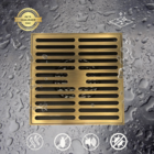 Ralo de chão Vintage Retrô Quadrado Linhas Bronze Antigo 15x1