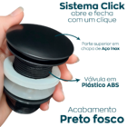 Ralo De Pia Preto Fosco 1 1/4 Valvula Click Cuba Banheiro Bla