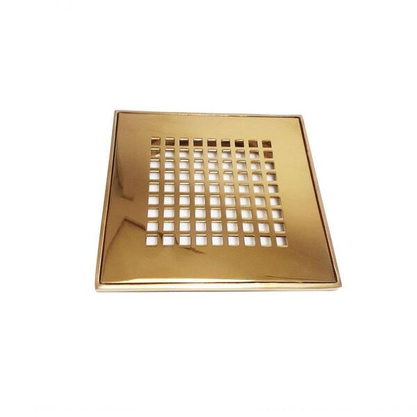 Ralo Dourado Quadriculado Gold C/ Caixilho 15x15