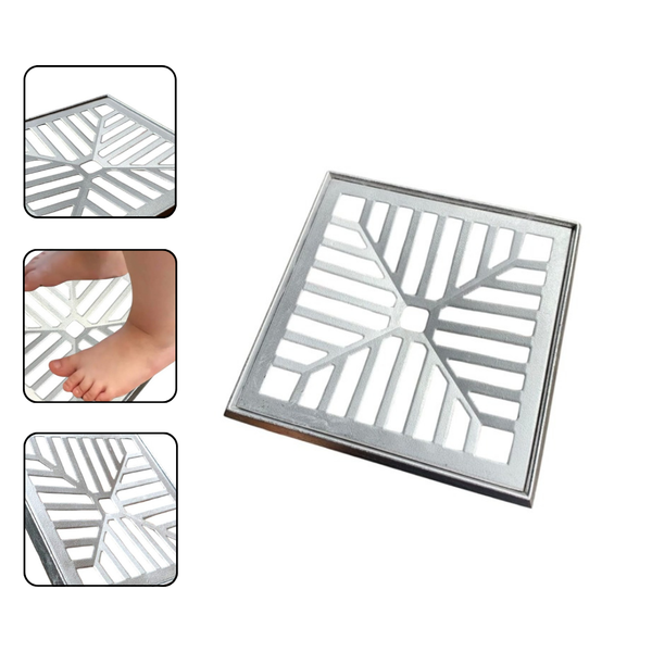 Ralo Grelha 20x20cm Côncavo Em Alumínio Com Aro De Fixação