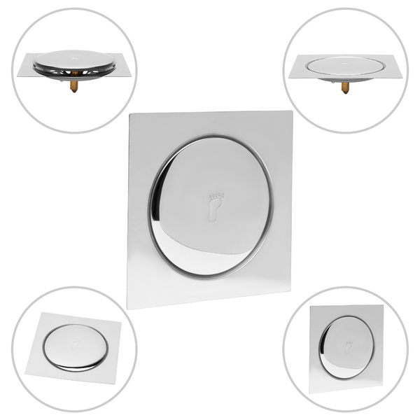 Ralo Inteligente Click 15x15 Quadrado Inox Para Banheiro Veda