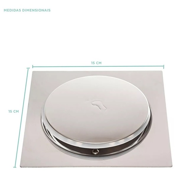Ralo Inteligente Click Banheiro 15x15 Cm Inox Com Veda Cheiro