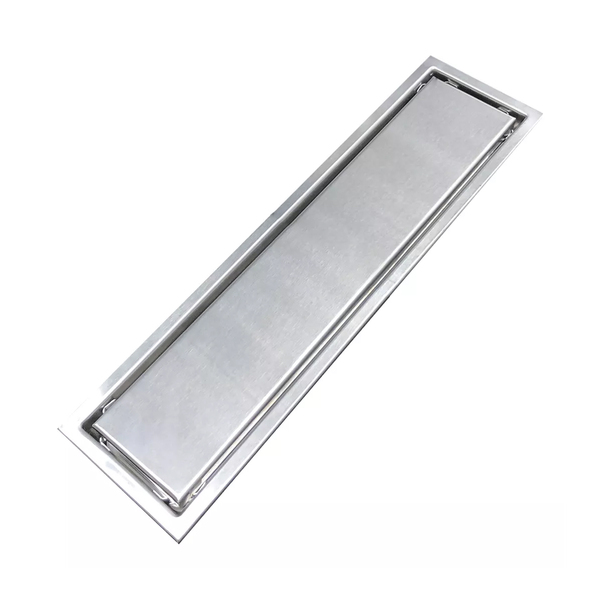 Ralo Invisivel Chapa Linear 30cm Inox Escovado Anti Odor Cant