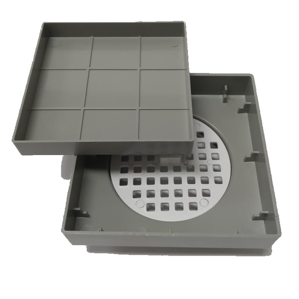 Ralo Invisível Ralo Oculto 15x15 Quadrado Cinza Com Tela - Sa