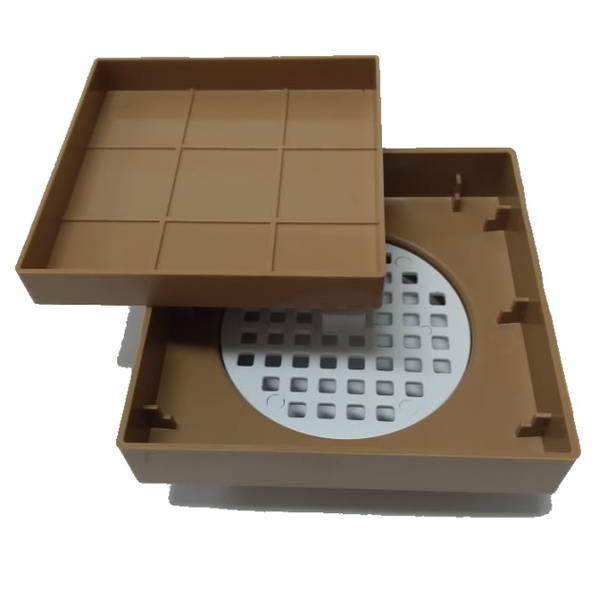 Ralo Invisível Ralo Oculto 15x15 Quadrado Marrom Claro Com Te