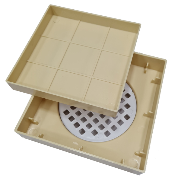 Ralo Invisível Ralo Oculto Quadrado Bege Com Tela - Saída 100