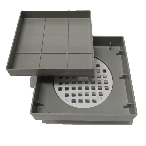 Ralo Invisível Ralo Oculto Quadrado Cinza Com Tela - Saída 10