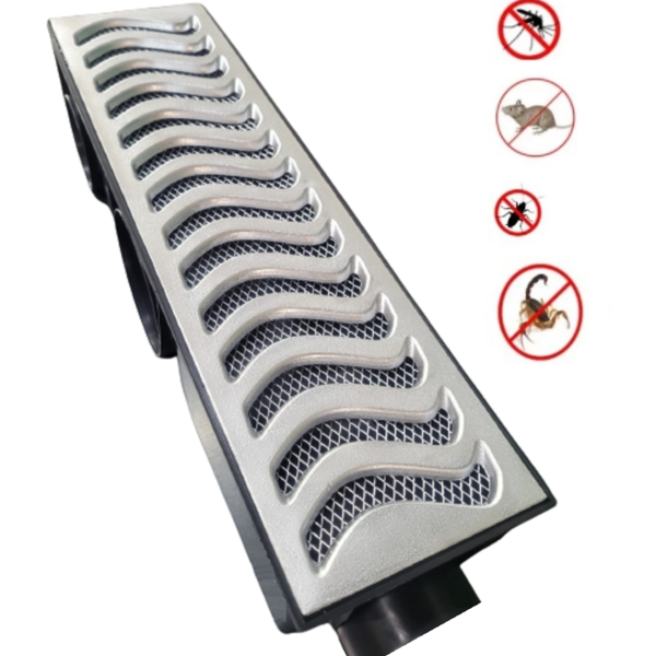 Ralo Linear 14x50cm Reforçada Com Tela, Caixa Coletora E Grel