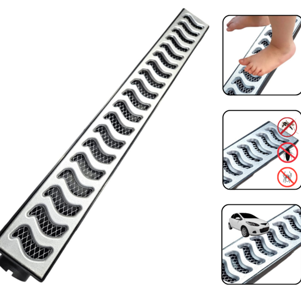 Ralo Linear 6x50cm Sifonado Continuo Anti Insetos Com Grelha