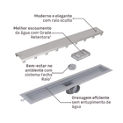 Ralo Linear de Banheiro 12,19x60,4cm Anti Odor Aço Inox Cromado Retangular Elleve Smart