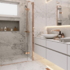 Ralo Linear Elleve Tiny Pvc 25cm Acabamento Inox Red Gold Lin