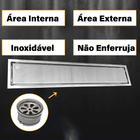 Ralo Linear Embralumi Oculto Invisível Piso Aço Inox 40x10cm