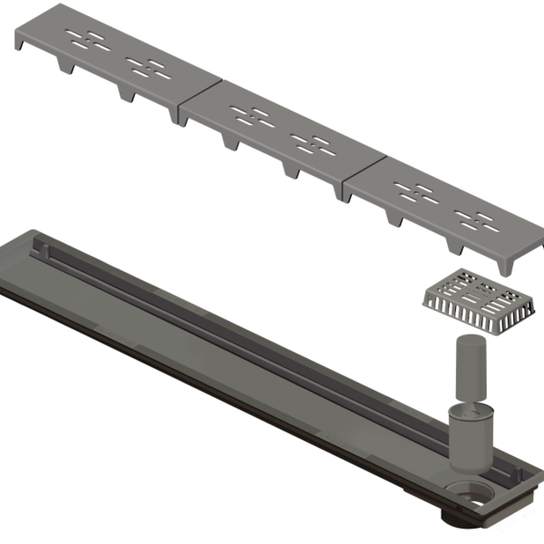 Ralo Linear Novii Pvc Sifonado 75cm Acabamento Cinza Vazado L