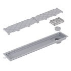 Ralo Linear Oculto de Banheiro 10x52,3cm Anti-Inseto e Anti Odor PVC Cinza Retangular Novii