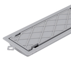 Ralo Linear Oculto de Banheiro 10x52,3cm Anti-Inseto e Anti Odor PVC Cinza Retangular Novii