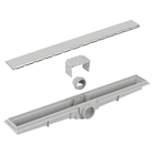 Ralo Linear Oculto de Banheiro 7,5x51,5cm Anti Odor Aço Inox 430 Grafite Retangular Estrela Luxo