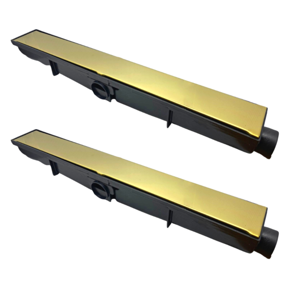 Ralo Linear Oculto Dourado 6x100cm Preto Com Tampa Aço Inox F