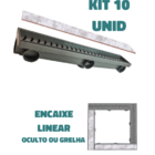 Ralo Linear Oculto Grelha Seca Piso 6 Saídas 8x51 Cinza - Kit