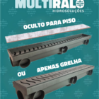 Ralo Linear Oculto Grelha Seca Piso 6 Saídas 8x51 Cinza - Kit