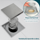Ralo Oculto 15x15 Tampa Inox Escovado Invisível Ou Aplicação