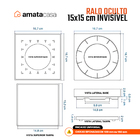 Ralo Oculto Amatacasa Preto 15x15 Cm