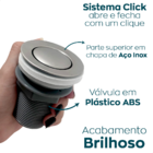 Ralo Pia Banheiro 1 1/4 Tampa Click Aço Inox Pia Lavabo 40mm