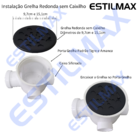 Ralo Preto Fosco Redondo 15cm - Estilmax