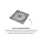 Ralo Quadrado Docol 17034cm 9,4cm Inox