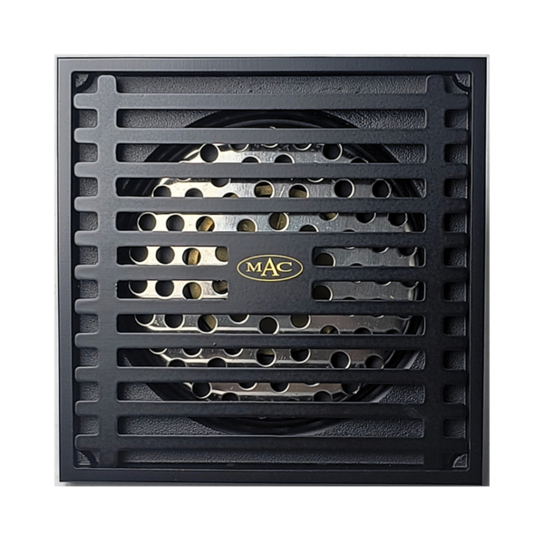 Ralo Vintage Retrô Quadrado Linhas Preto Óleo Luxo 10x10cm