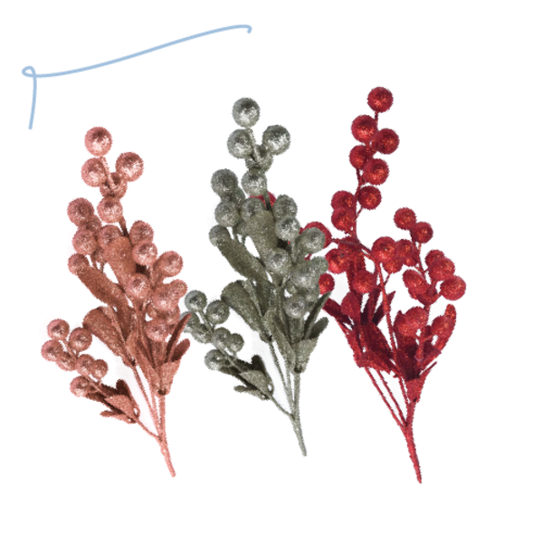 Ramos Com Folhas E Frutos Premium Enfeite P/ Árvore De Natal