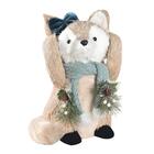 Raposa Decorativa Usando Laço E Cachecol 30x20x24cm 1108463