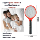Raquete Elétrica Mata Insetos Moscas Pernilongos Recarregável