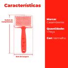 Rasqueadeira Escova Tira Pelos De Gato Cachorro Vermelha 14,5