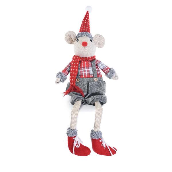 Rato Decorativo Sentado Cachecol E Gorro 56x22x13cm 1108195