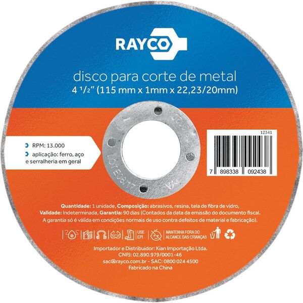 Rayco Disco Corte Metal 4.1/2" 115x1,0x22.23mm